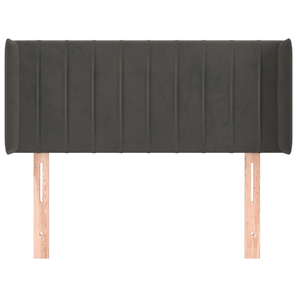 Testiera ad Orecchio Grigio Scuro 83x16x78/88 cm in Velluto