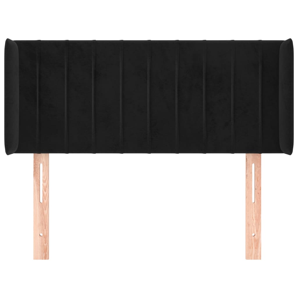 Testiera ad Orecchio Nera 83x16x78/88 cm in Velluto