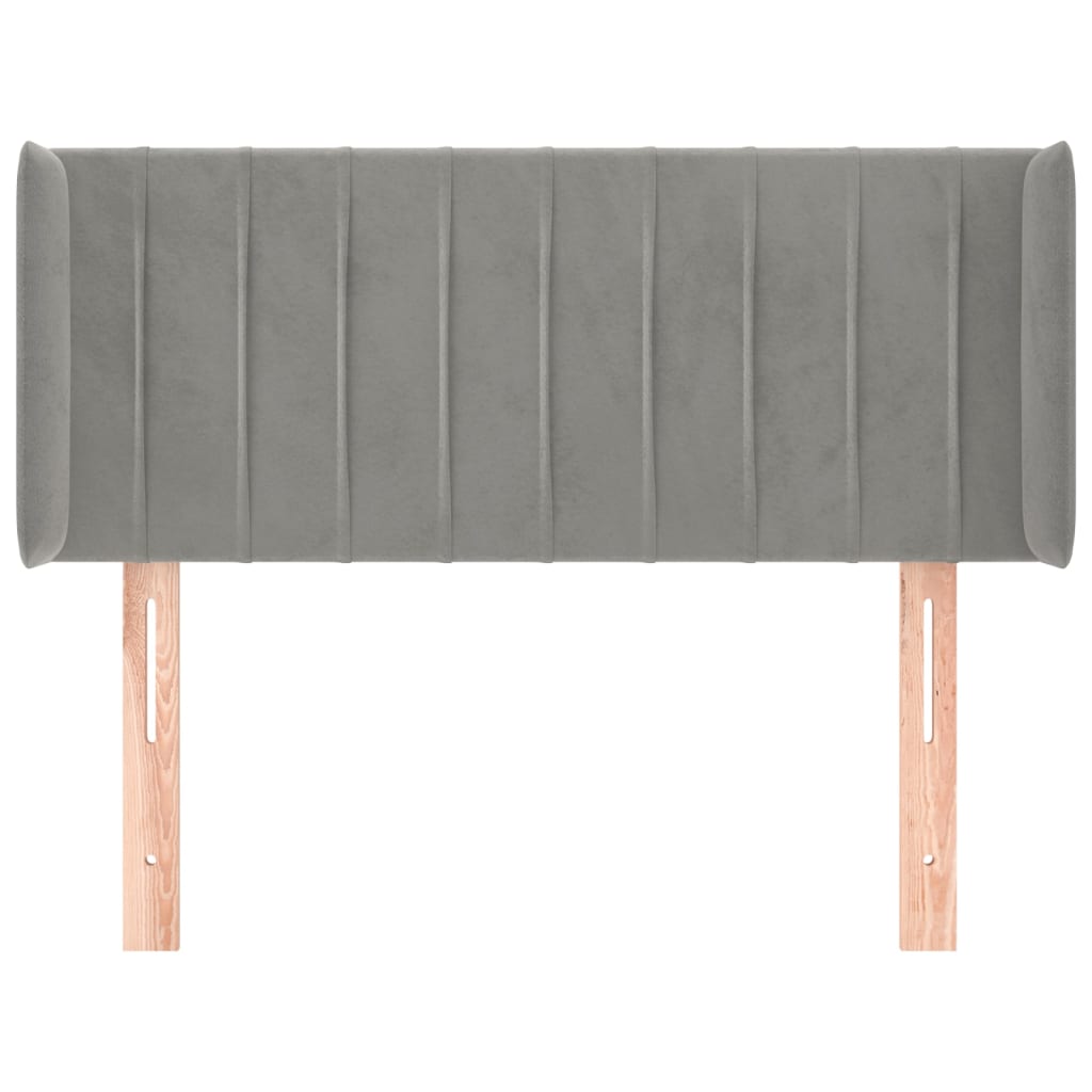 Testiera ad Orecchio Grigio Chiaro 103x16x78/88 cm in Velluto