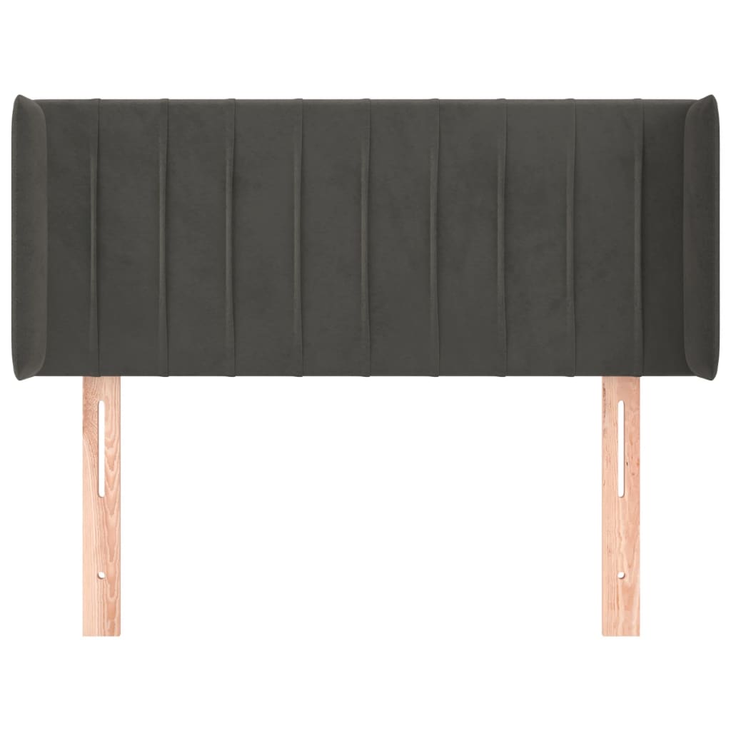 Testiera ad Orecchio Grigio Scuro 103x16x78/88 cm in Velluto