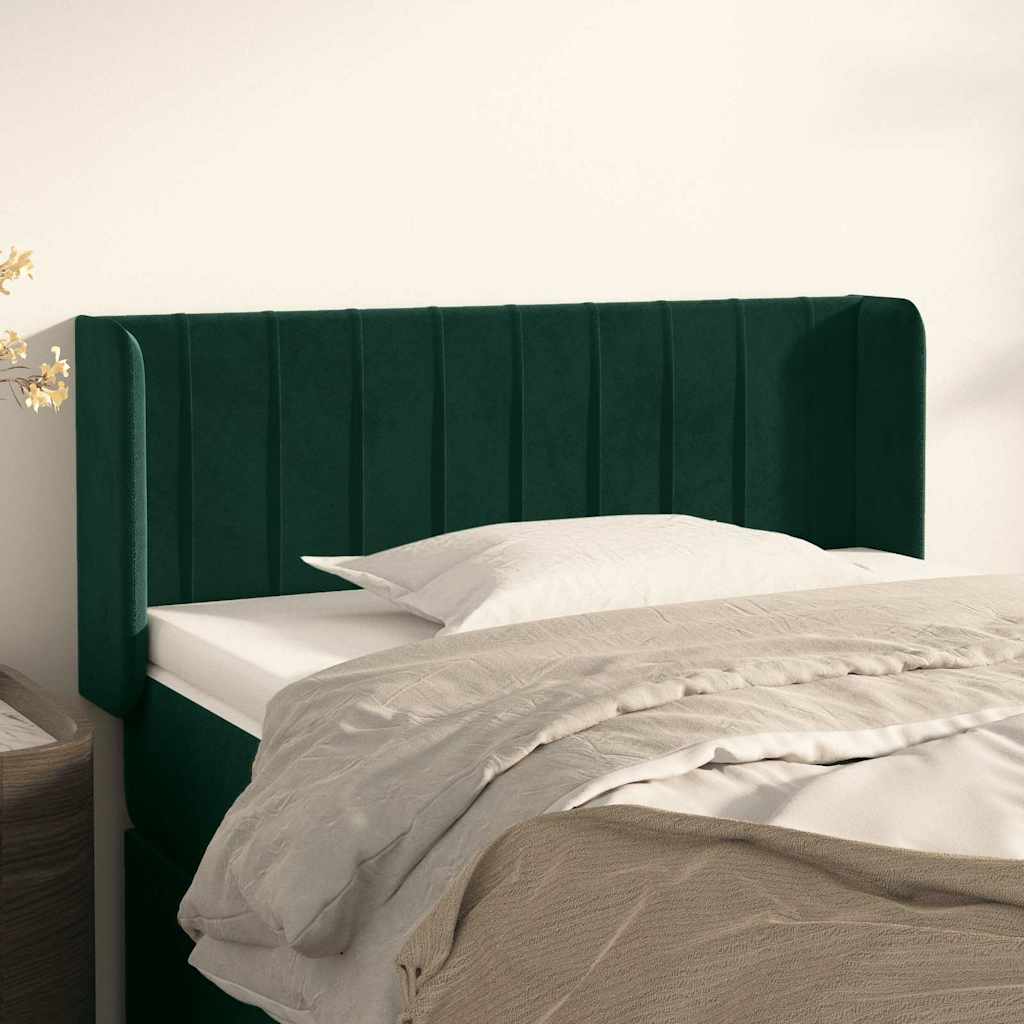 Testiera ad Orecchio Verde Scuro 103x16x78/88 cm in Velluto