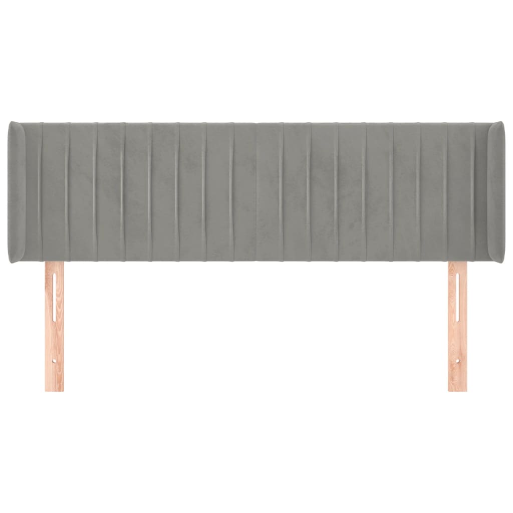 Testiera ad Orecchio Grigio Chiaro 147x16x78/88 cm in Velluto
