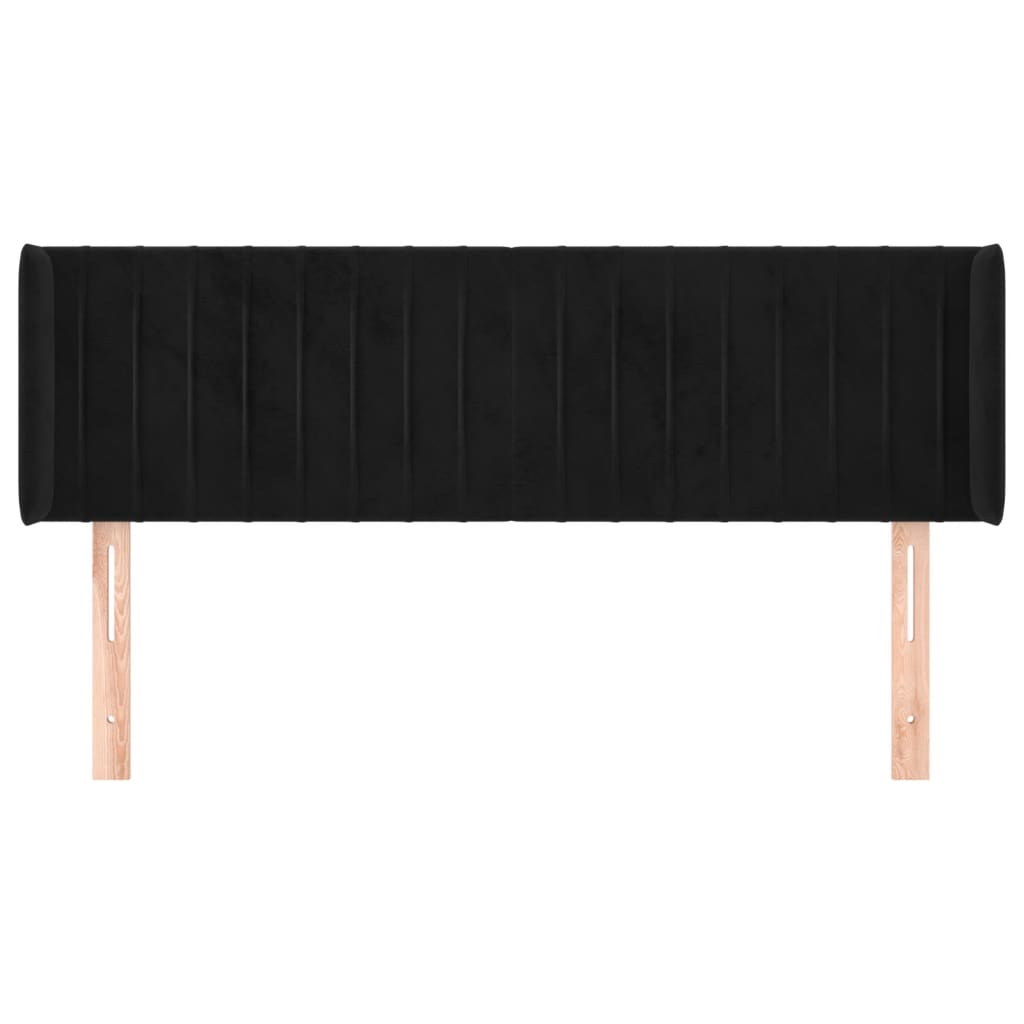 Testiera ad Orecchio Nera 147x16x78/88 cm in Velluto