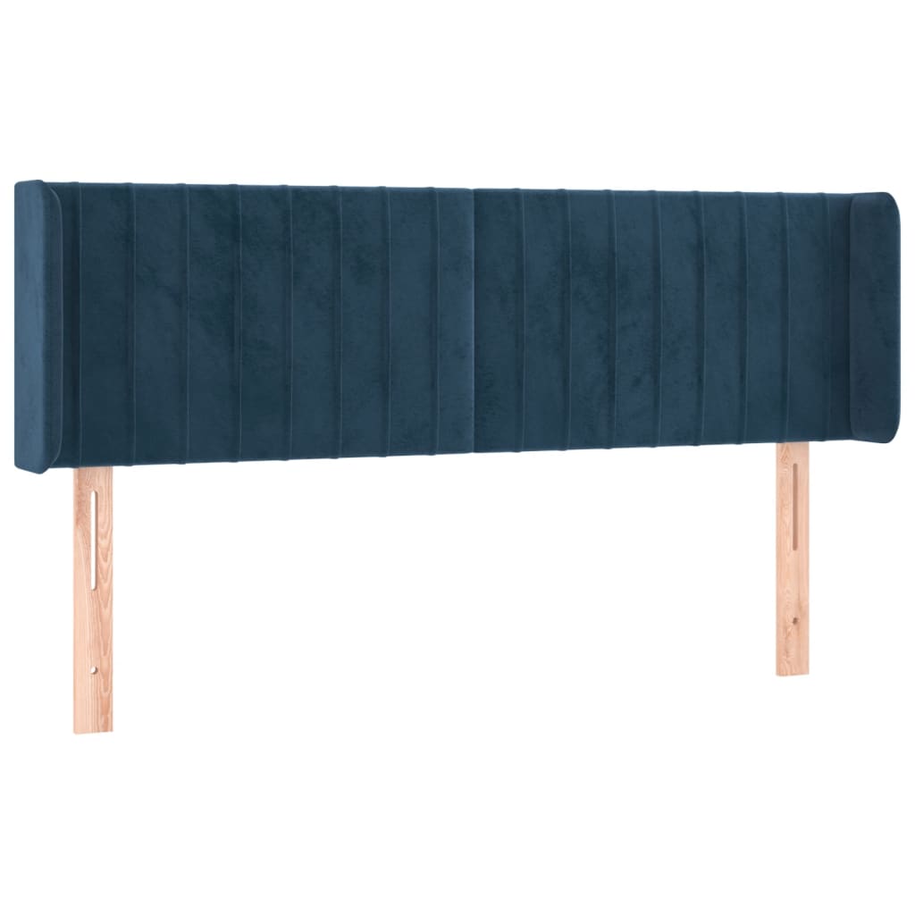 Testiera ad Orecchio Blu Scuro 147x16x78/88 cm in Velluto