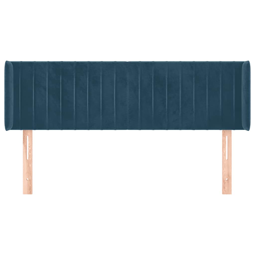 Testiera ad Orecchio Blu Scuro 147x16x78/88 cm in Velluto
