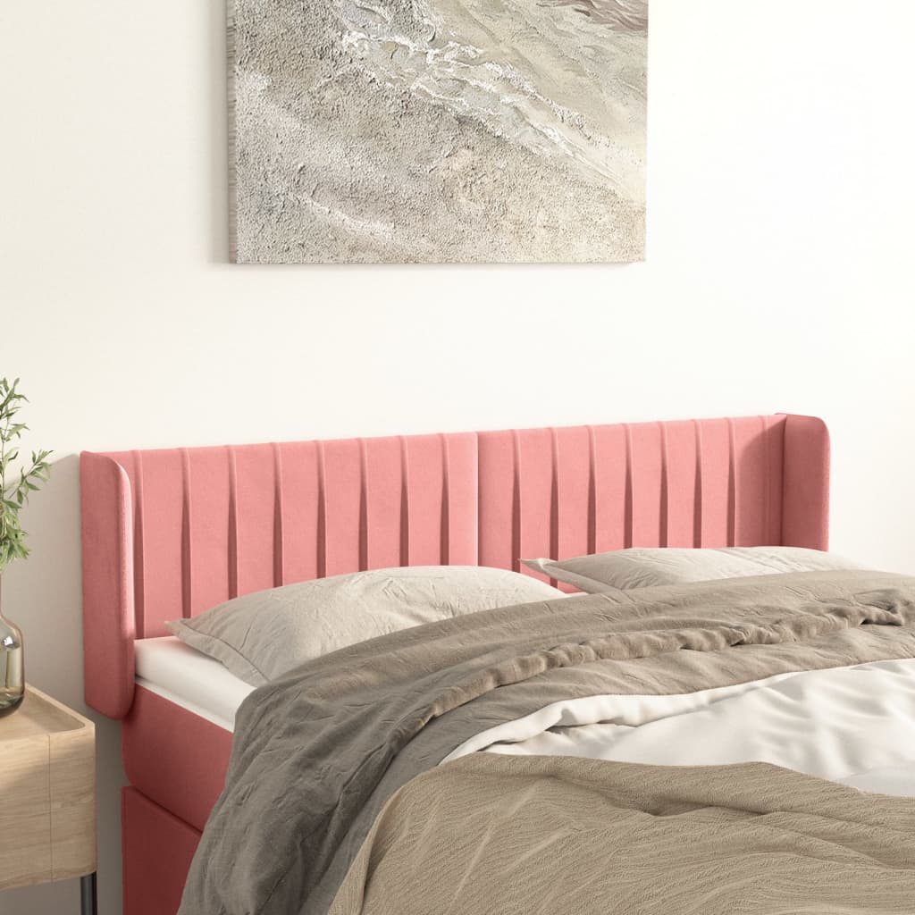 Testiera ad Orecchio Rosa 147x16x78/88 cm in Velluto
