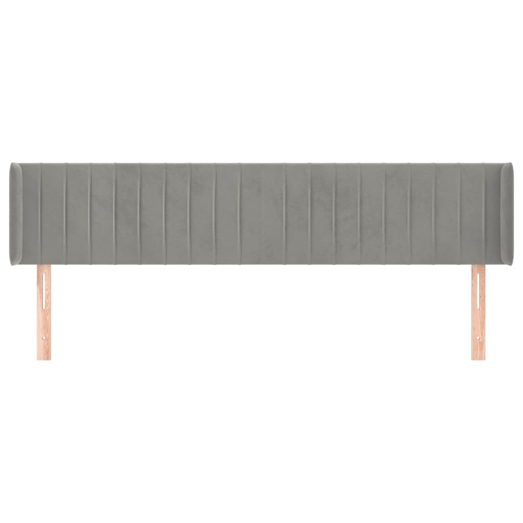 Testiera ad Orecchio Grigio Chiaro 163x16x78/88 cm in Velluto