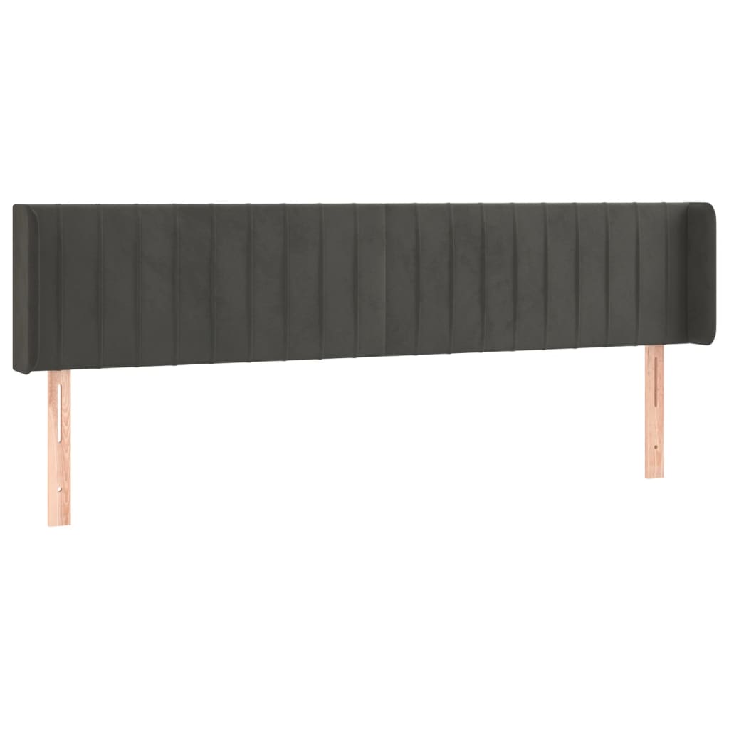 Testiera ad Orecchio Grigio Scuro 163x16x78/88 cm in Velluto