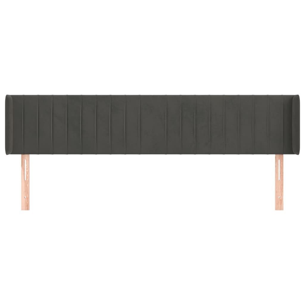 Testiera ad Orecchio Grigio Scuro 163x16x78/88 cm in Velluto