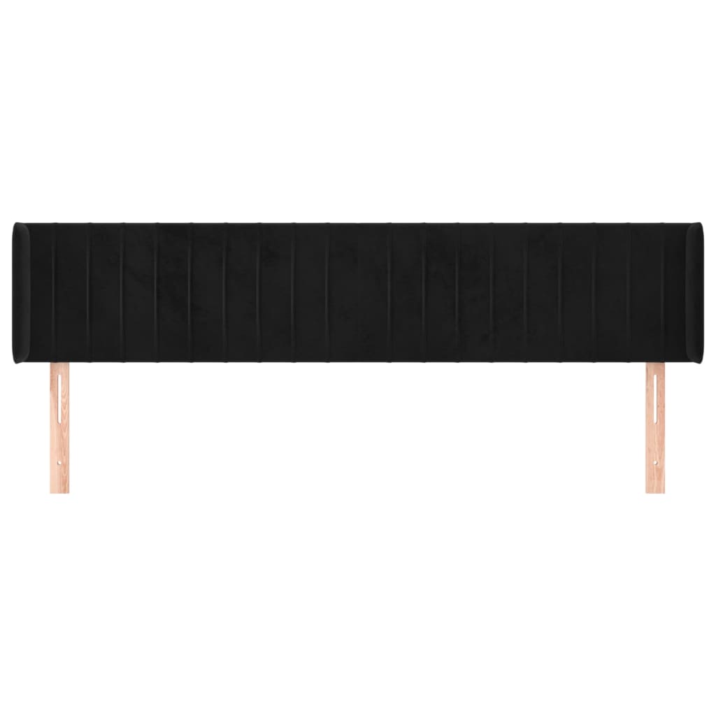 Testiera ad Orecchio Nera 163x16x78/88 cm in Velluto