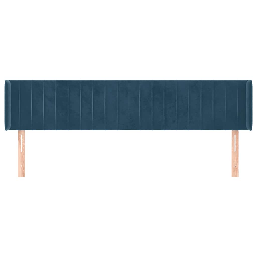 Testiera ad Orecchio Blu Scuro 163x16x78/88 cm in Velluto