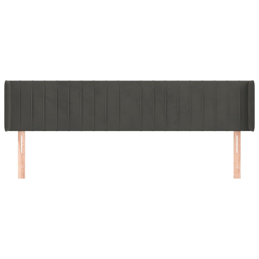 Testiera ad Orecchio Grigio Scuro 183x16x78/88 cm in Velluto