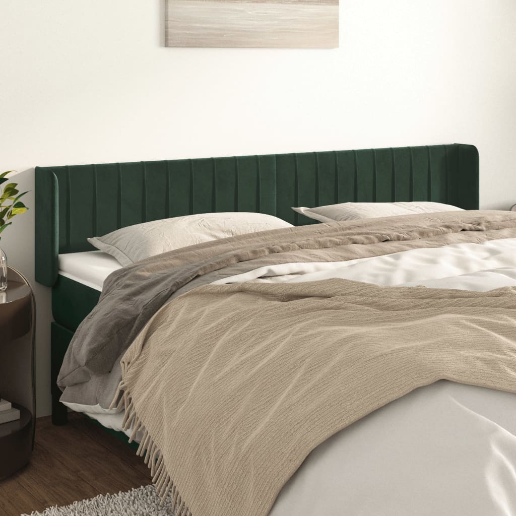 Testiera ad Orecchio Verde Scuro 183x16x78/88 cm in Velluto