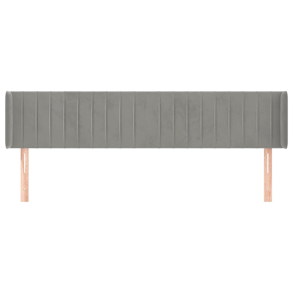 Testiera ad Orecchio Grigio Chiaro 203x16x78/88 cm in Velluto