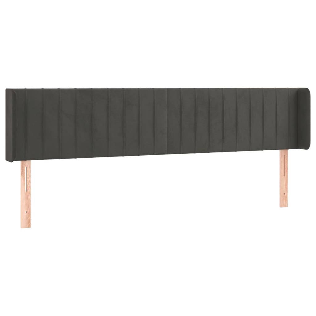 Testiera ad Orecchio Grigio Scuro 203x16x78/88 cm in Velluto