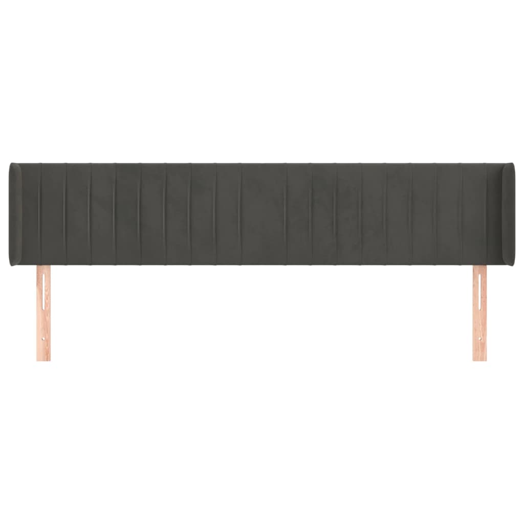 Testiera ad Orecchio Grigio Scuro 203x16x78/88 cm in Velluto