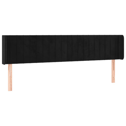 Testiera ad Orecchio Nera 203x16x78/88 cm in Velluto