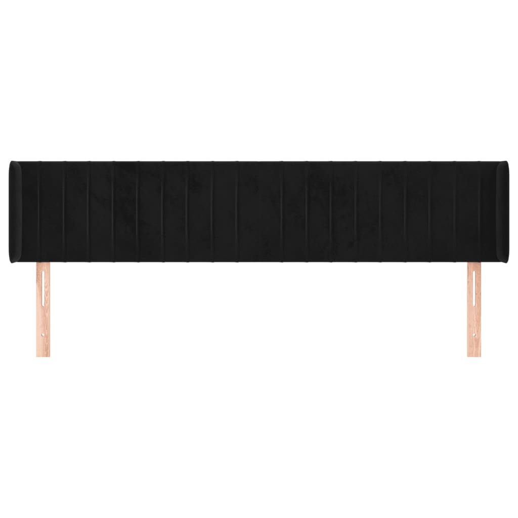 Testiera ad Orecchio Nera 203x16x78/88 cm in Velluto