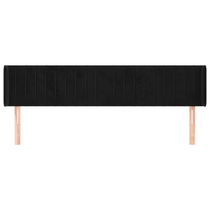 Testiera ad Orecchio Nera 203x16x78/88 cm in Velluto
