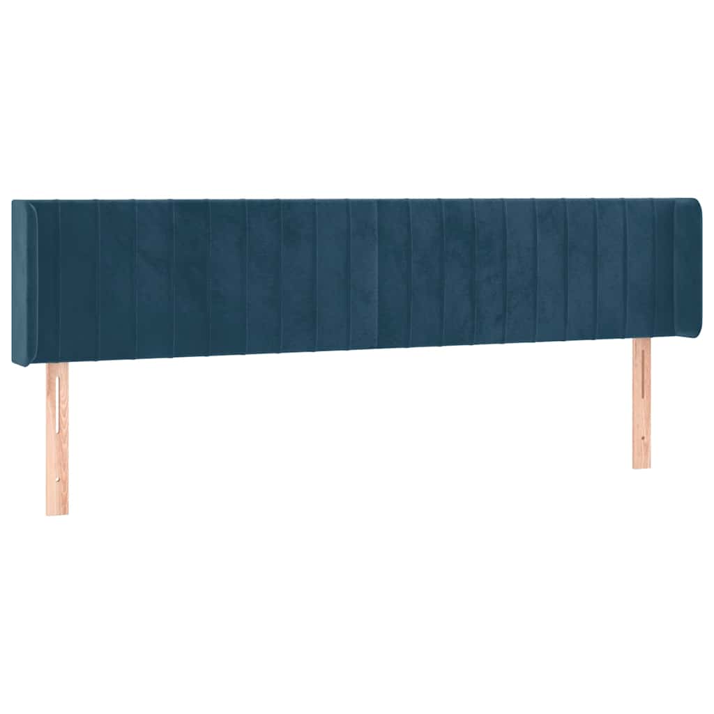 Testiera ad Orecchio Blu Scuro 203x16x78/88 cm in Velluto
