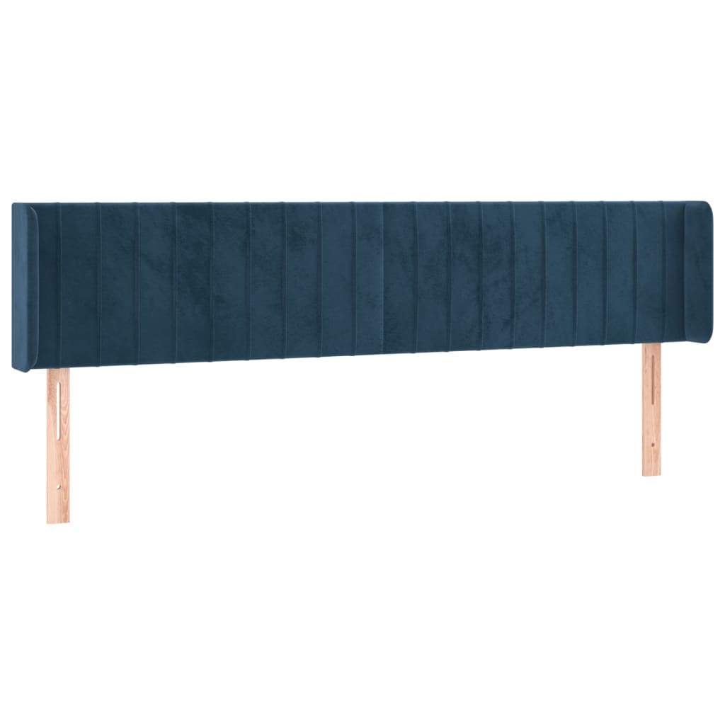 Testiera ad Orecchio Blu Scuro 203x16x78/88 cm in Velluto