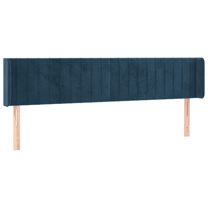 Testiera ad Orecchio Blu Scuro 203x16x78/88 cm in Velluto