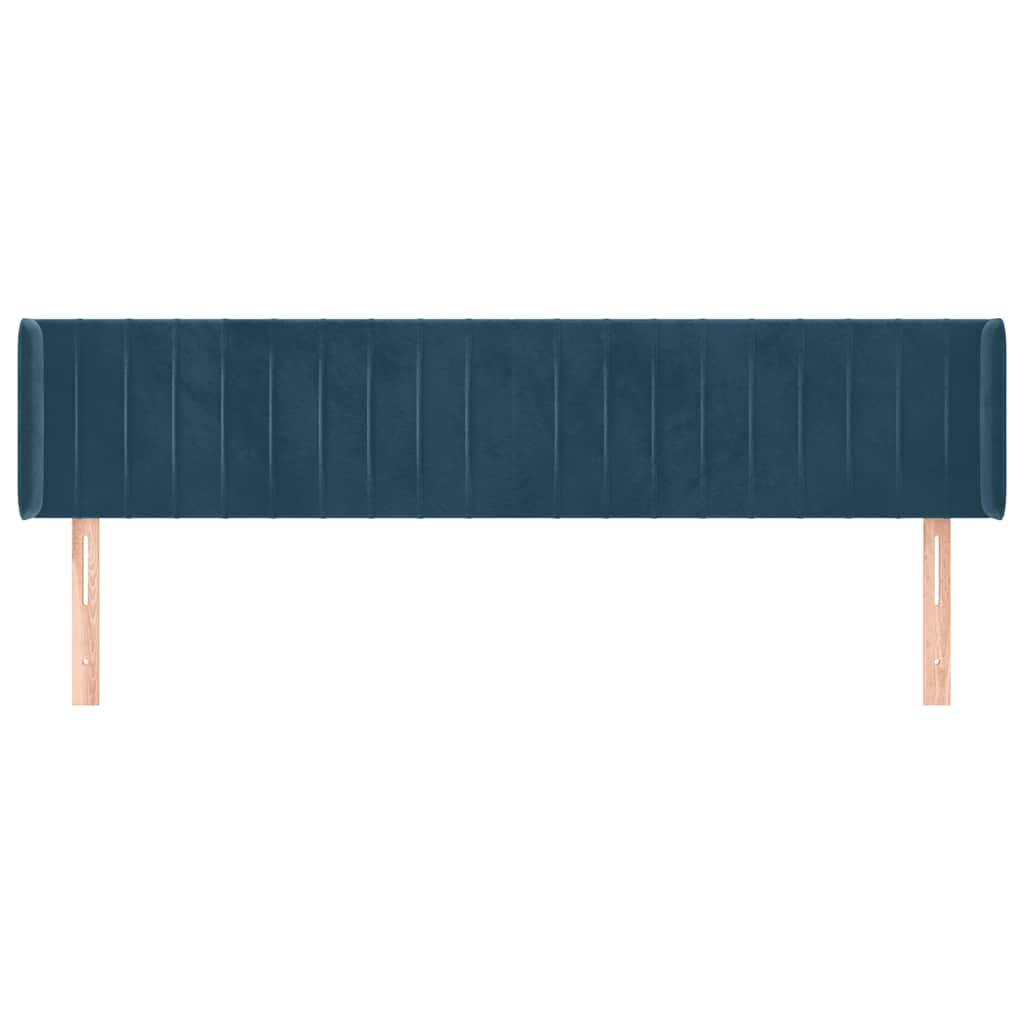 Testiera ad Orecchio Blu Scuro 203x16x78/88 cm in Velluto