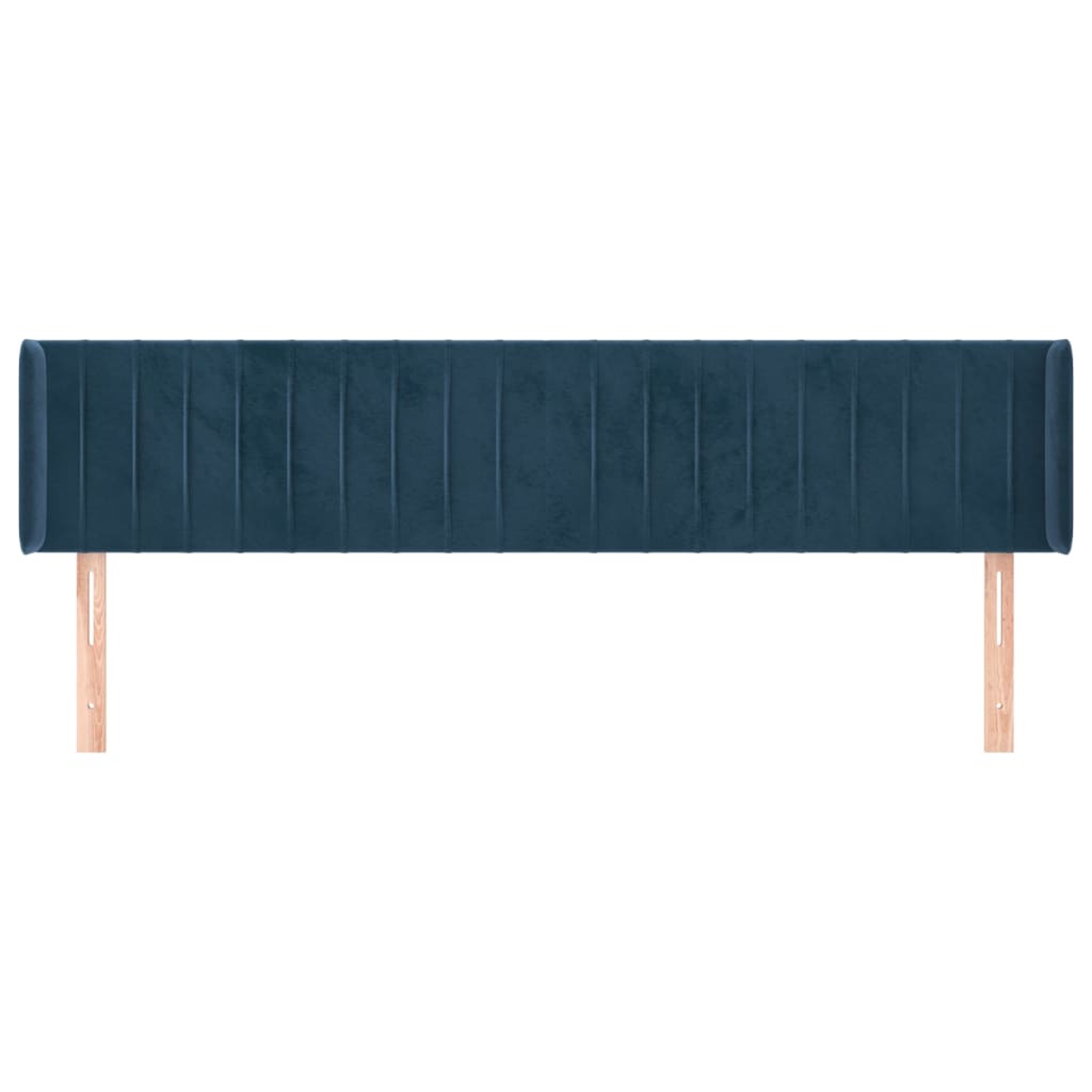 Testiera ad Orecchio Blu Scuro 203x16x78/88 cm in Velluto
