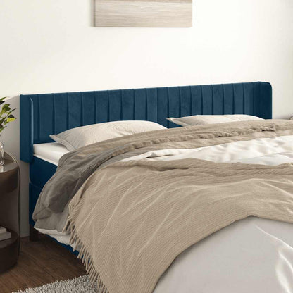 Testiera ad Orecchio Blu Scuro 203x16x78/88 cm in Velluto