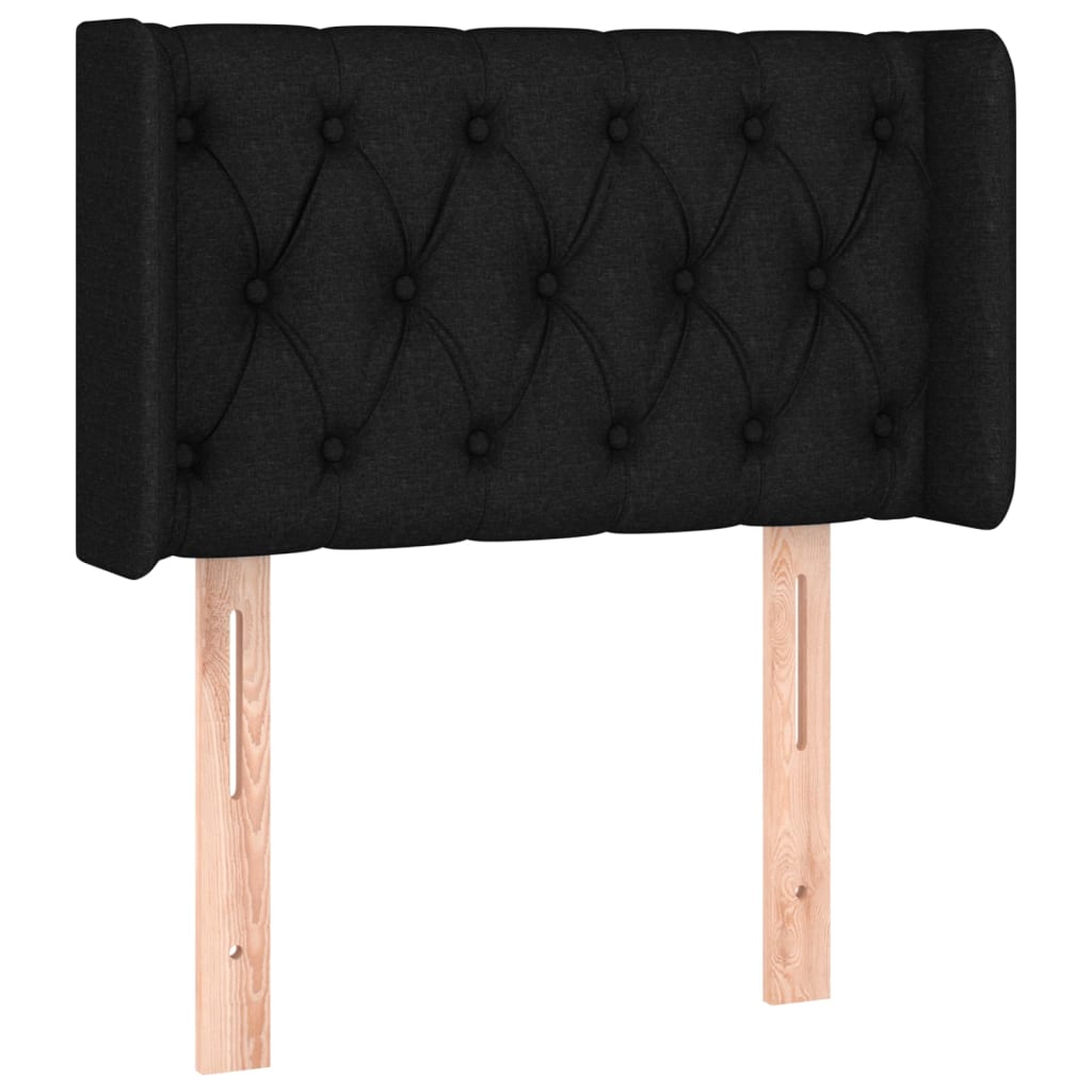 Testiera ad Orecchio Nera 83x16x78/88 cm in Tessuto