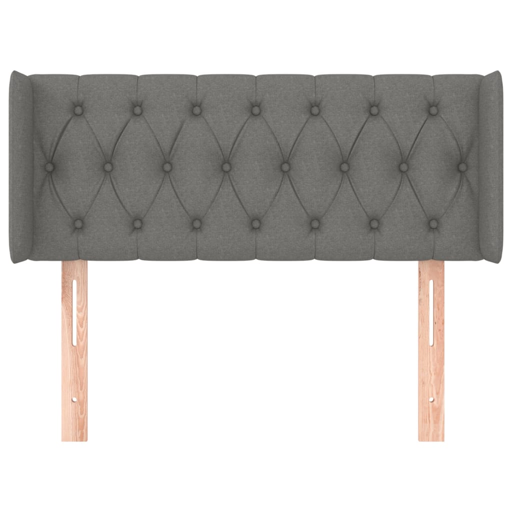 Testiera ad Orecchio Grigio Scuro 103x16x78/88 cm in Tessuto