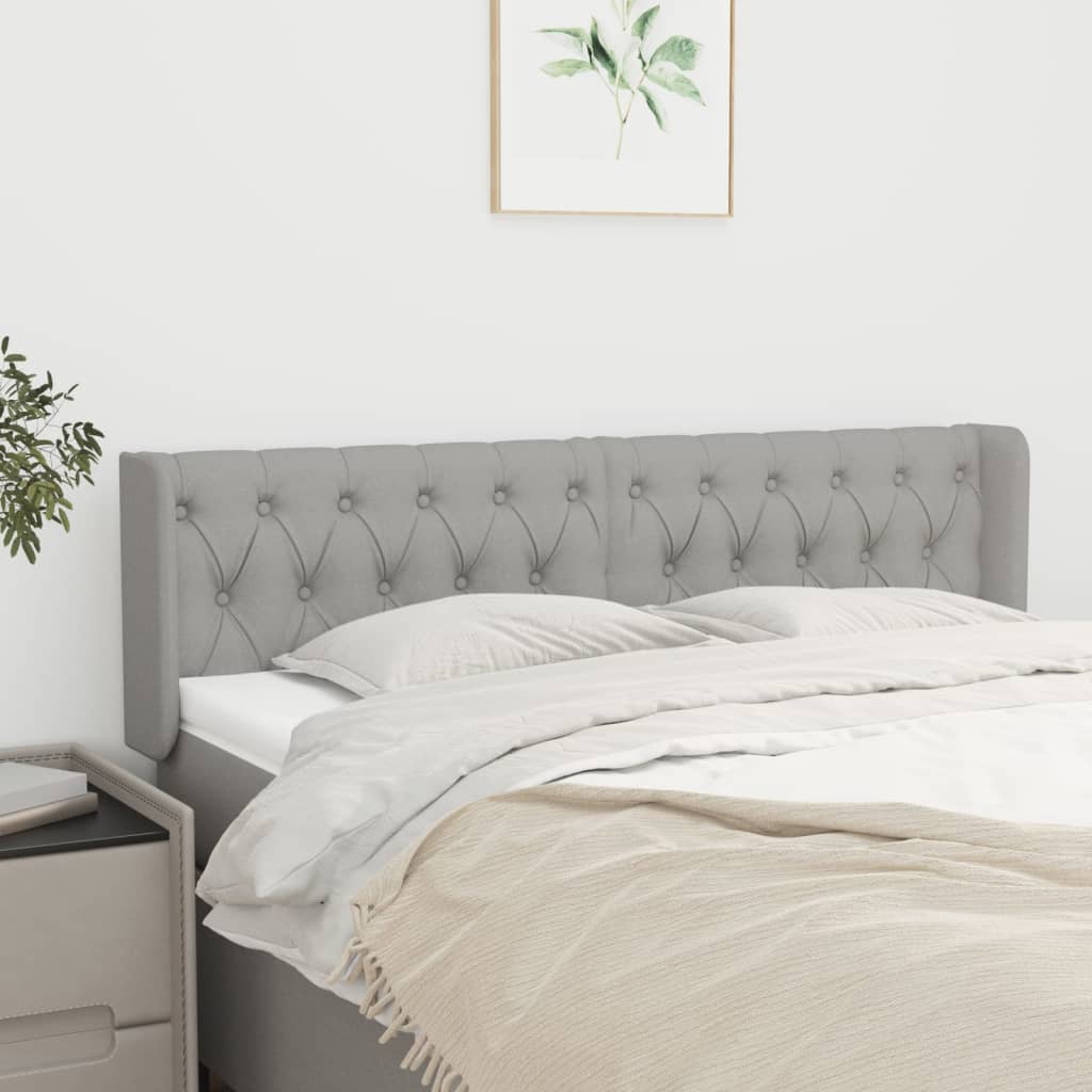Testiera ad Orecchio Grigio Chiaro 163x16x78/88 cm in Tessuto
