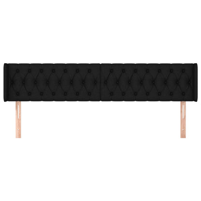 Testiera ad Orecchio Nera 183x16x78/88 cm in Tessuto