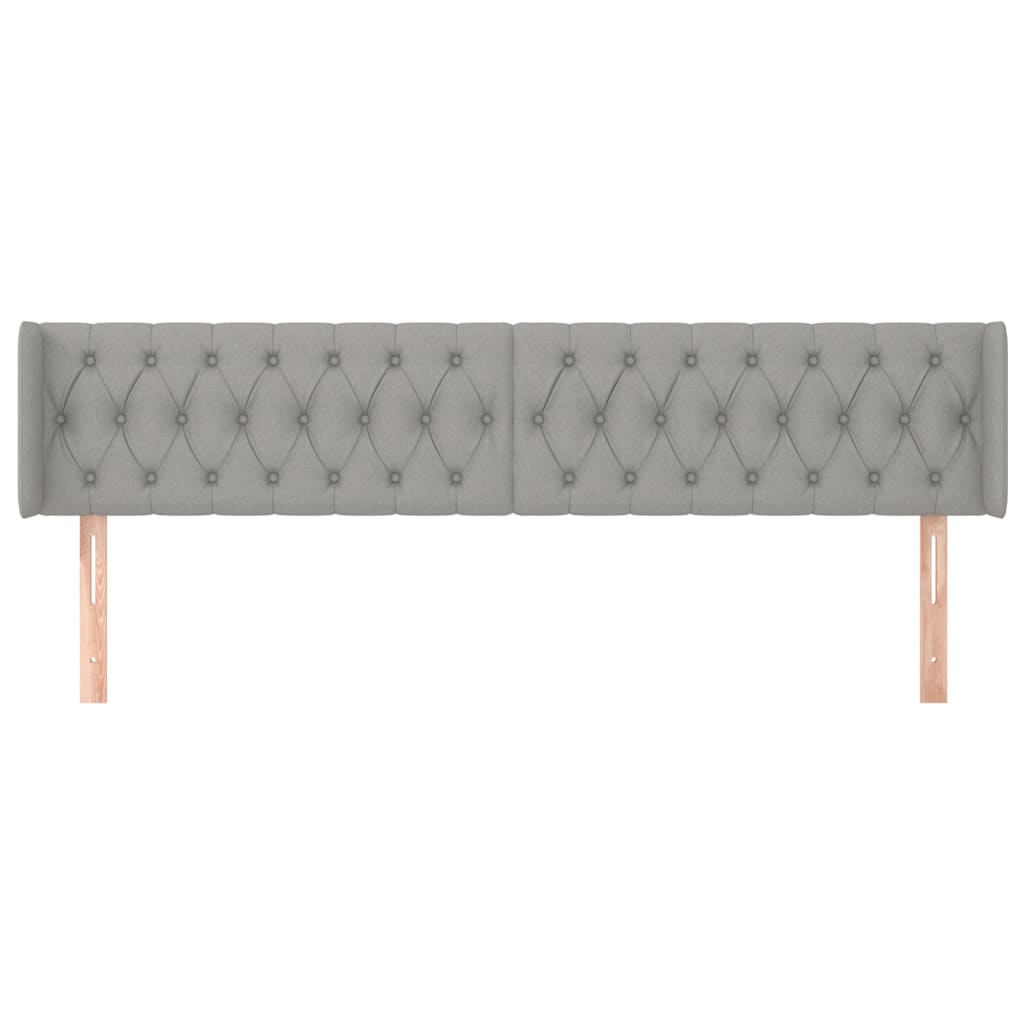 Testiera ad Orecchio Grigio Chiaro 203x16x78/88 cm in Tessuto