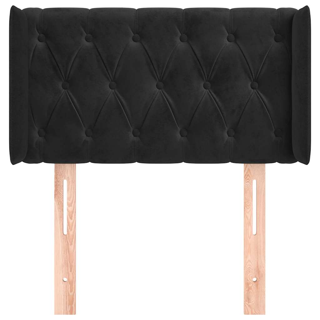 Testiera ad Orecchio Nera 83x16x78/88 cm in Velluto