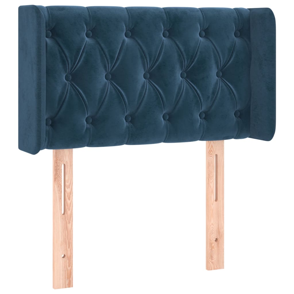 Testiera ad Orecchio Blu Scuro 83x16x78/88 cm in Velluto