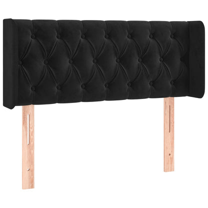 Testiera ad Orecchio Nera 93x16x78/88 cm in Velluto