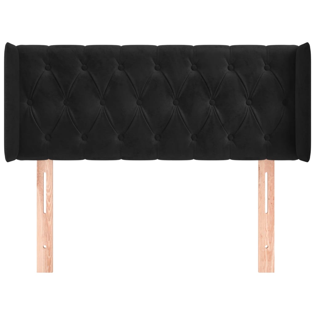 Testiera ad Orecchio Nera 93x16x78/88 cm in Velluto