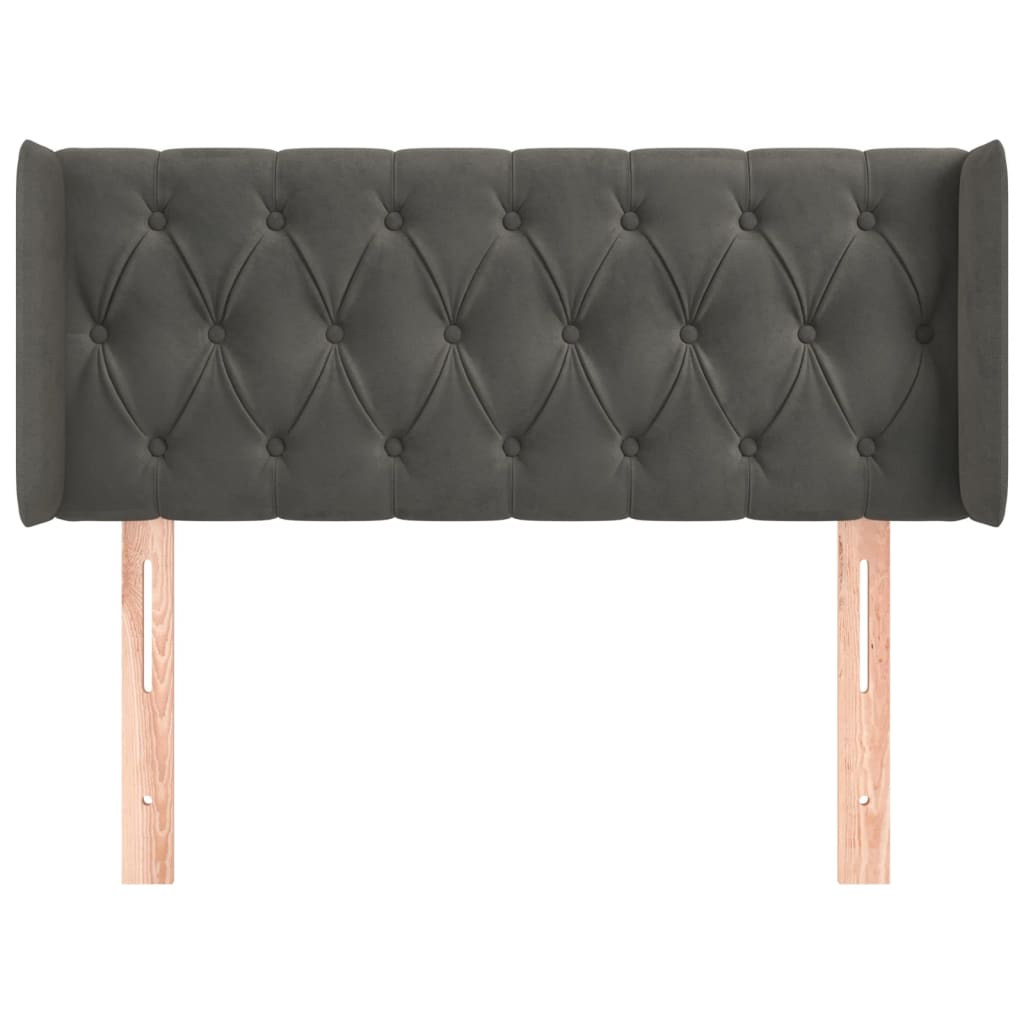 Testiera ad Orecchio Grigio Scuro 103x16x78/88 cm in Velluto