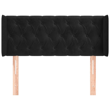 Testiera ad Orecchio Nera 103x16x78/88 cm in Velluto