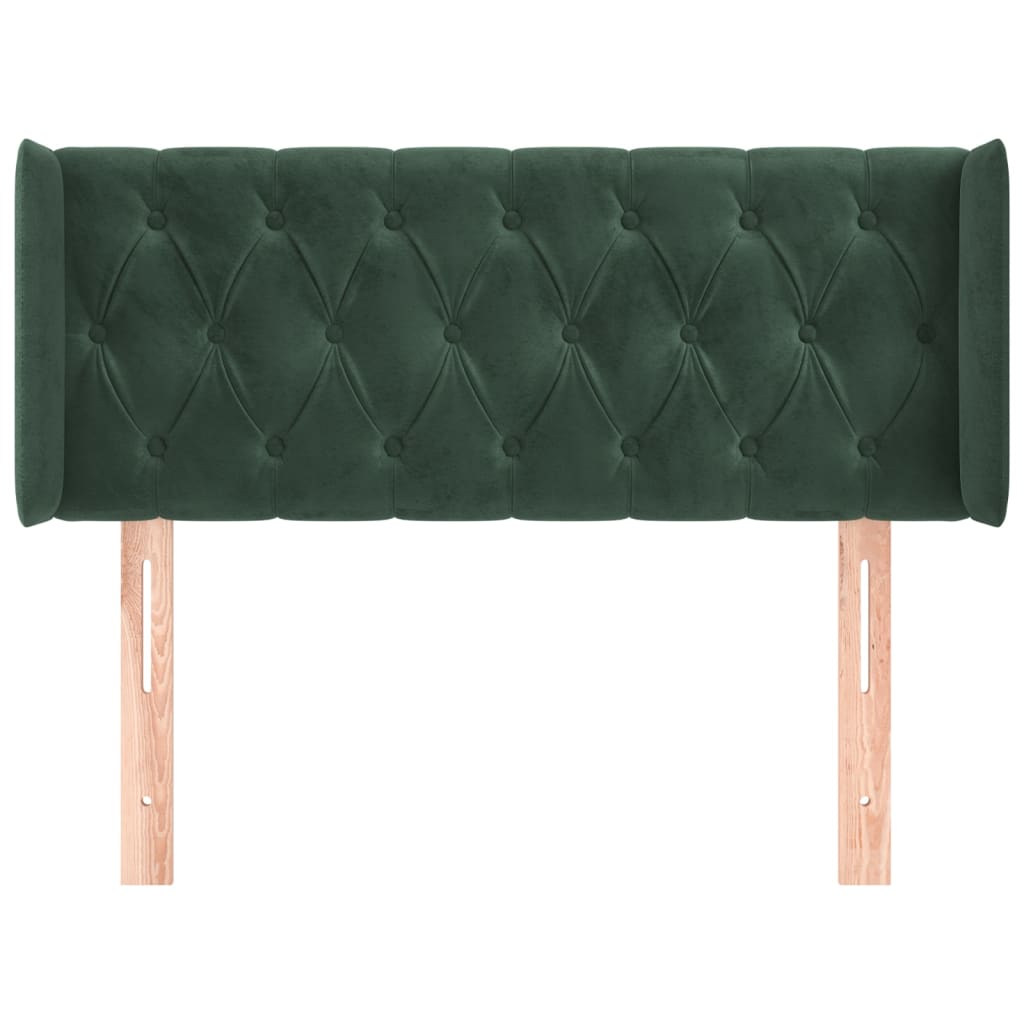Testiera ad Orecchio Verde Scuro 103x16x78/88 cm in Velluto