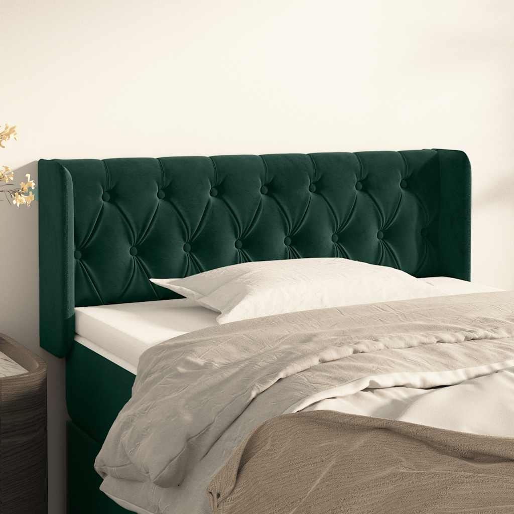 Testiera ad Orecchio Verde Scuro 103x16x78/88 cm in Velluto