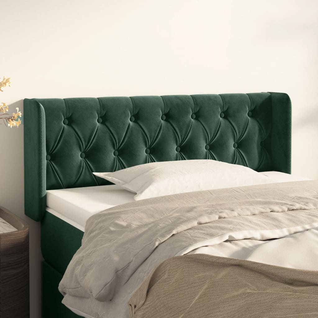 Testiera ad Orecchio Verde Scuro 103x16x78/88 cm in Velluto