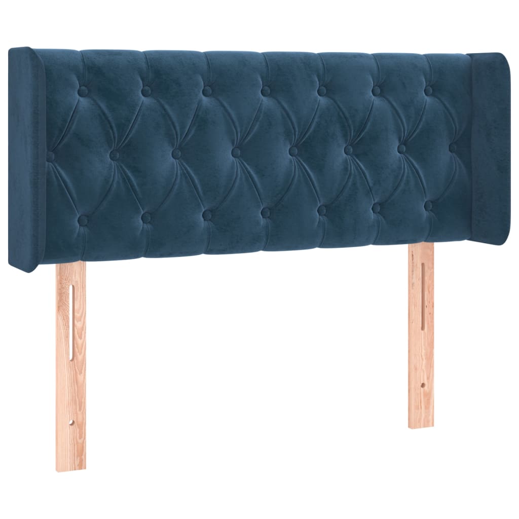 Testiera ad Orecchio Blu Scuro 103x16x78/88 cm in Velluto
