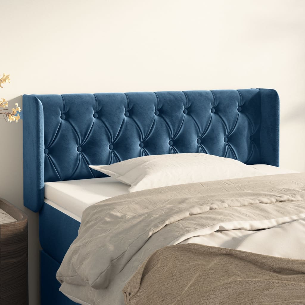 Testiera ad Orecchio Blu Scuro 103x16x78/88 cm in Velluto