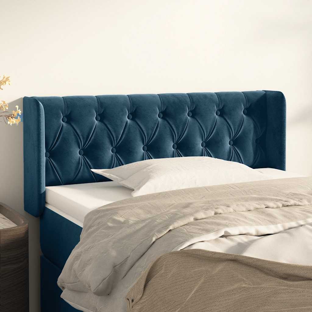Testiera ad Orecchio Blu Scuro 103x16x78/88 cm in Velluto