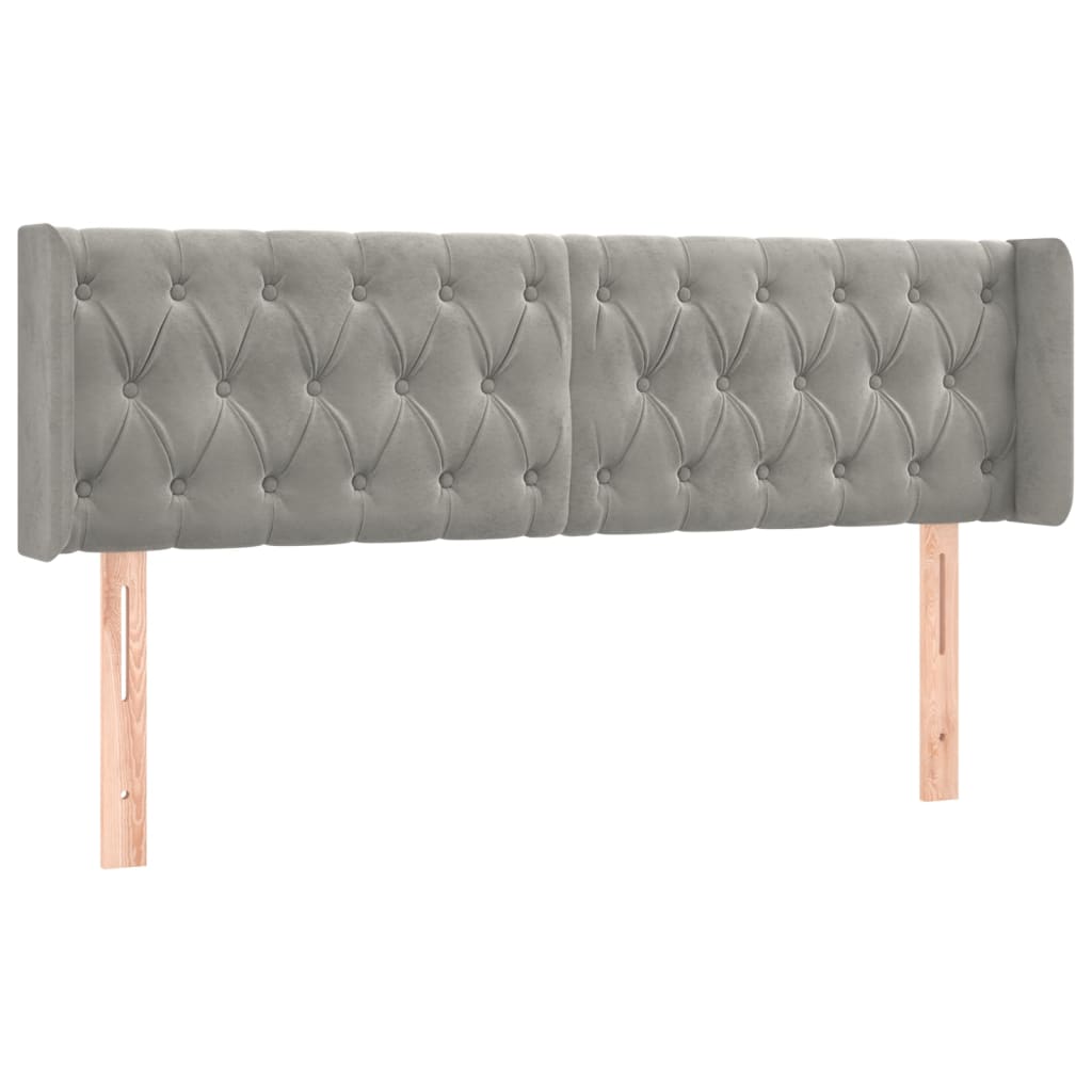 Testiera ad Orecchio Grigio Chiaro 147x16x78/88 cm in Velluto