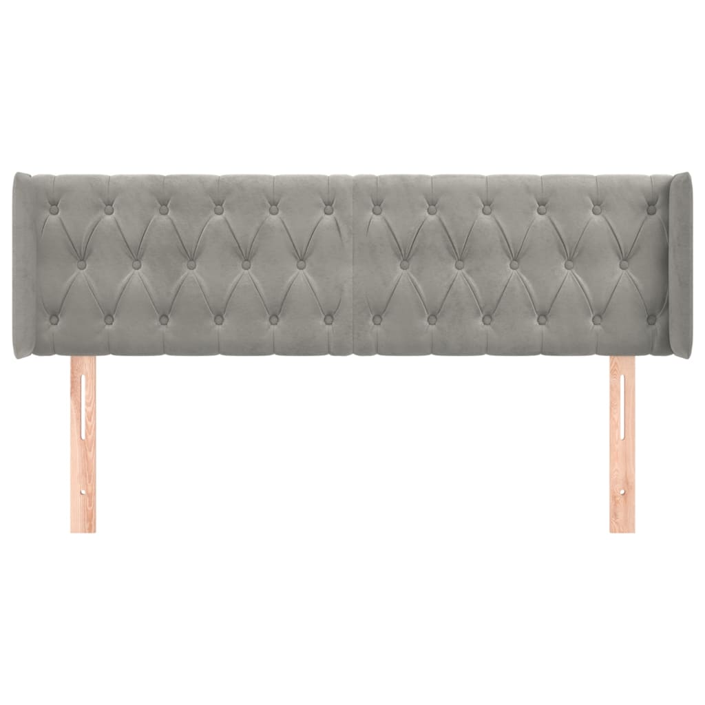 Testiera ad Orecchio Grigio Chiaro 147x16x78/88 cm in Velluto