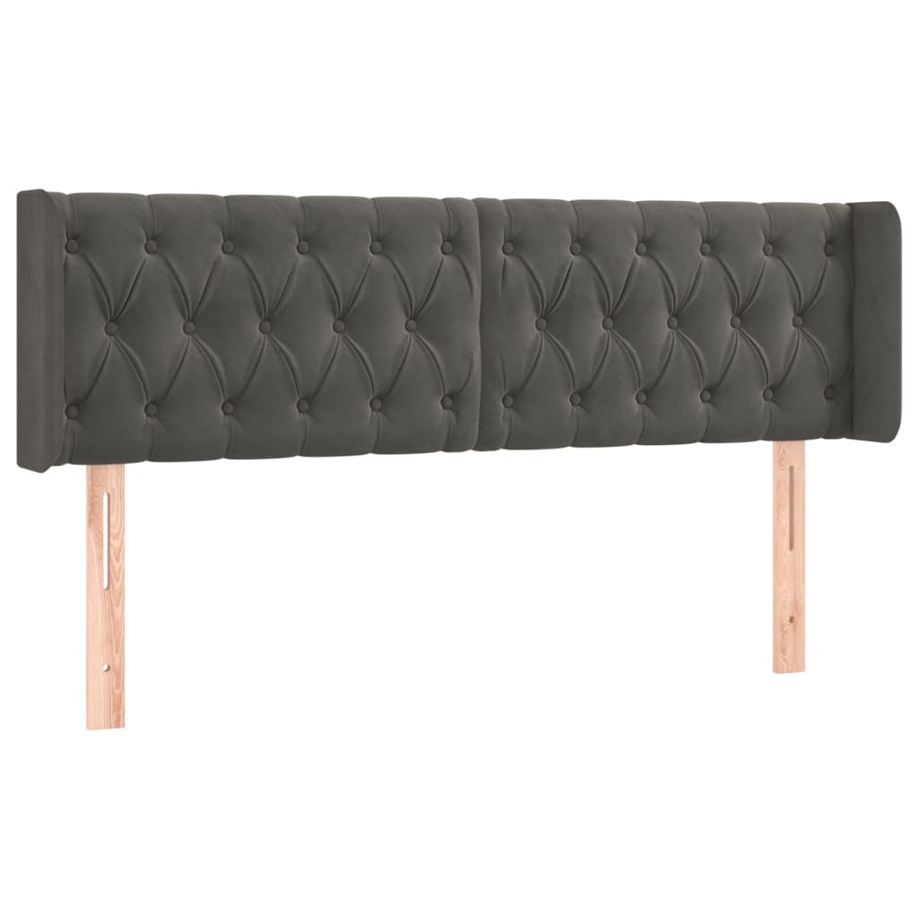 Testiera ad Orecchio Grigio Scuro 147x16x78/88 cm in Velluto