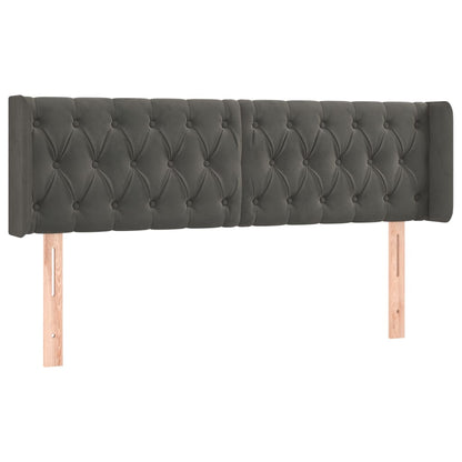 Testiera ad Orecchio Grigio Scuro 147x16x78/88 cm in Velluto